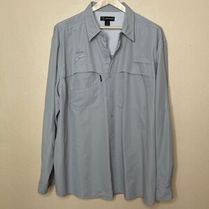 Dri-Duck Chevron Mens Button Down Shirt Size 3XL Long Sleeve Gray